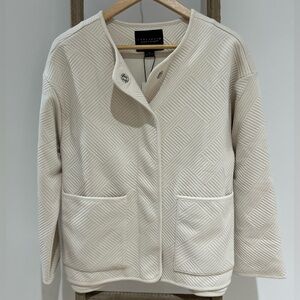 Sanctuary Revolve Paris Knit Textured Jacket Cream Snap Close Size XXS NWT